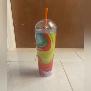 Starbucks Clear with Multicolor Design Cold Beverage Tumbler with Clear Dome Lid